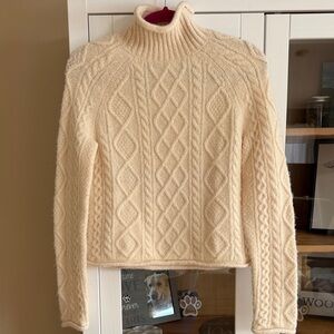 J. Crew SOFTEST Cream Cable Knit Rollneck Sweater, size XS